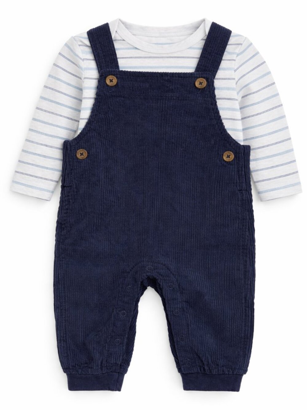 NWOT Carter’s Baby Boy 2 Piece Outfit Size 6 Months Corduroy Overalls Striped